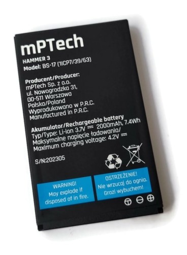 ORG Nowa oryginalna bateria akumulator do myPhone Hammer 3 |  3+ 2000mAh