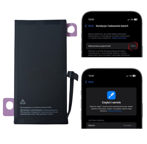 Bateria bez komunikatu, z kondycją, większa pojemność do iPhone 14