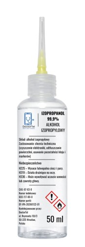 Alkohol Izopropylowy IPA izopropanol 99,9%  butelka 50ml + precyzyjna igła