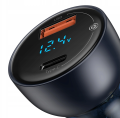 Ładowarka samochodowa Baseus Particular 65W USB-A USB-C QC z wyświetlaczem