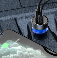 Ładowarka samochodowa Baseus Particular 65W USB-A USB-C QC z wyświetlaczem