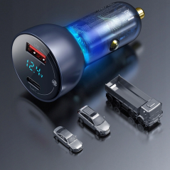 Ładowarka samochodowa Baseus Particular 65W USB-A USB-C QC z wyświetlaczem