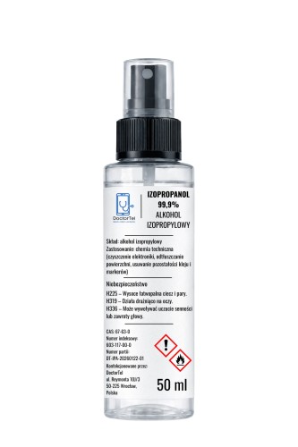 Alkohol Izopropylowy IPA izopropanol 99,9% - butelka 50ml atomizer