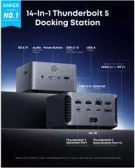 Thunderbolt Hub Anker Prime TB5, 14in1, A83B53A1, adapter, łącznik, szary
