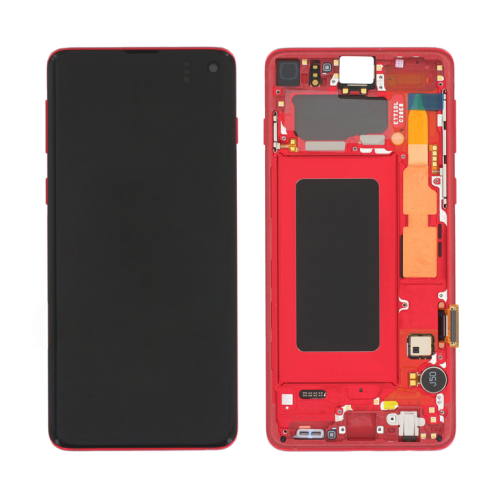 (2-3 dni) ORG Wyświetlacz LCD Samsung Galaxy S10 (SM-G973) CZERWONY Z RAMKĄ