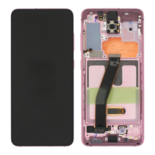 (2-3 dni) ORG Wyświetlacz LCD Samsung S20 4G/5G SM-G980/G981 RÓŻOWY Z RAMKĄ I KAMERĄ
