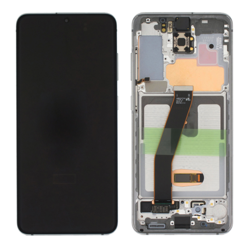 (2-3 dni) ORG Wyświetlacz LCD Samsung S20 4G/5G SM-G980/G981 BIAŁY Z RAMKĄ I KAMERĄ